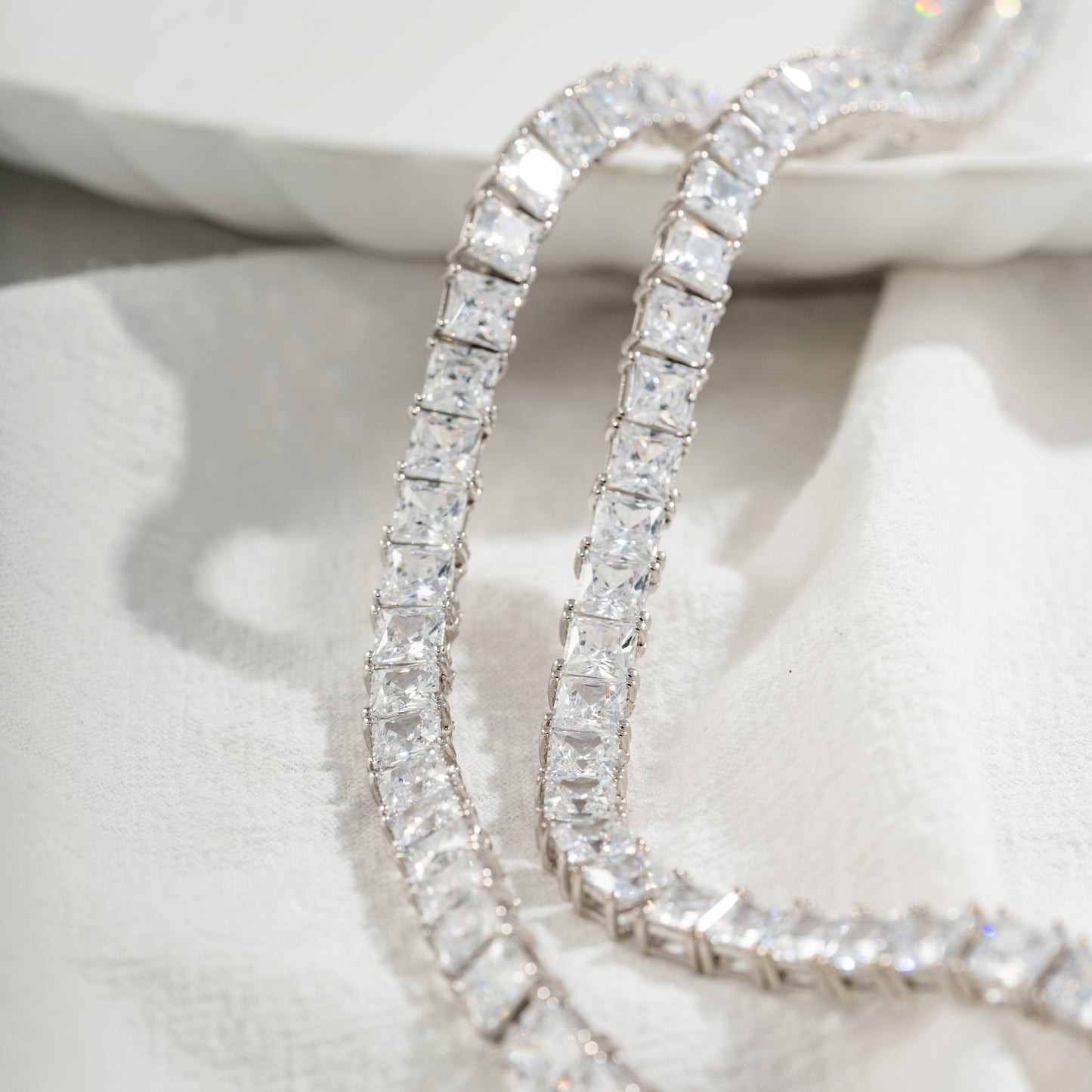 Princess Cut Tennis Necklace