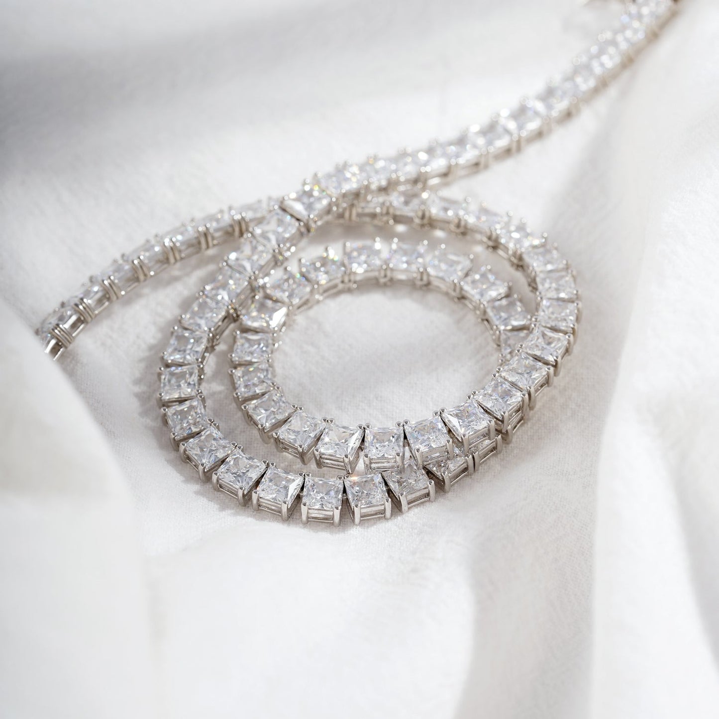 Princess Cut Tennis Necklace