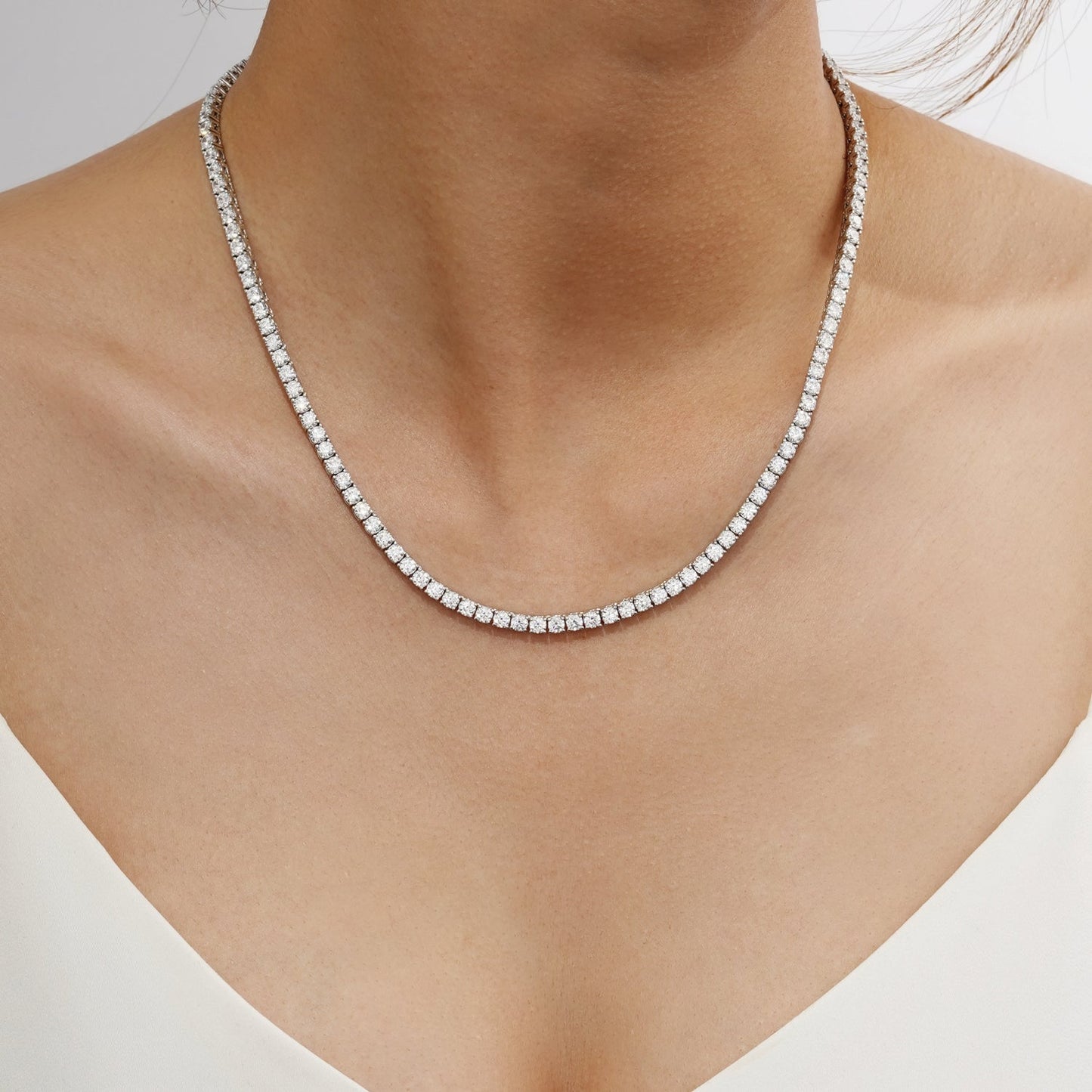 Round Cut Tennis Necklace