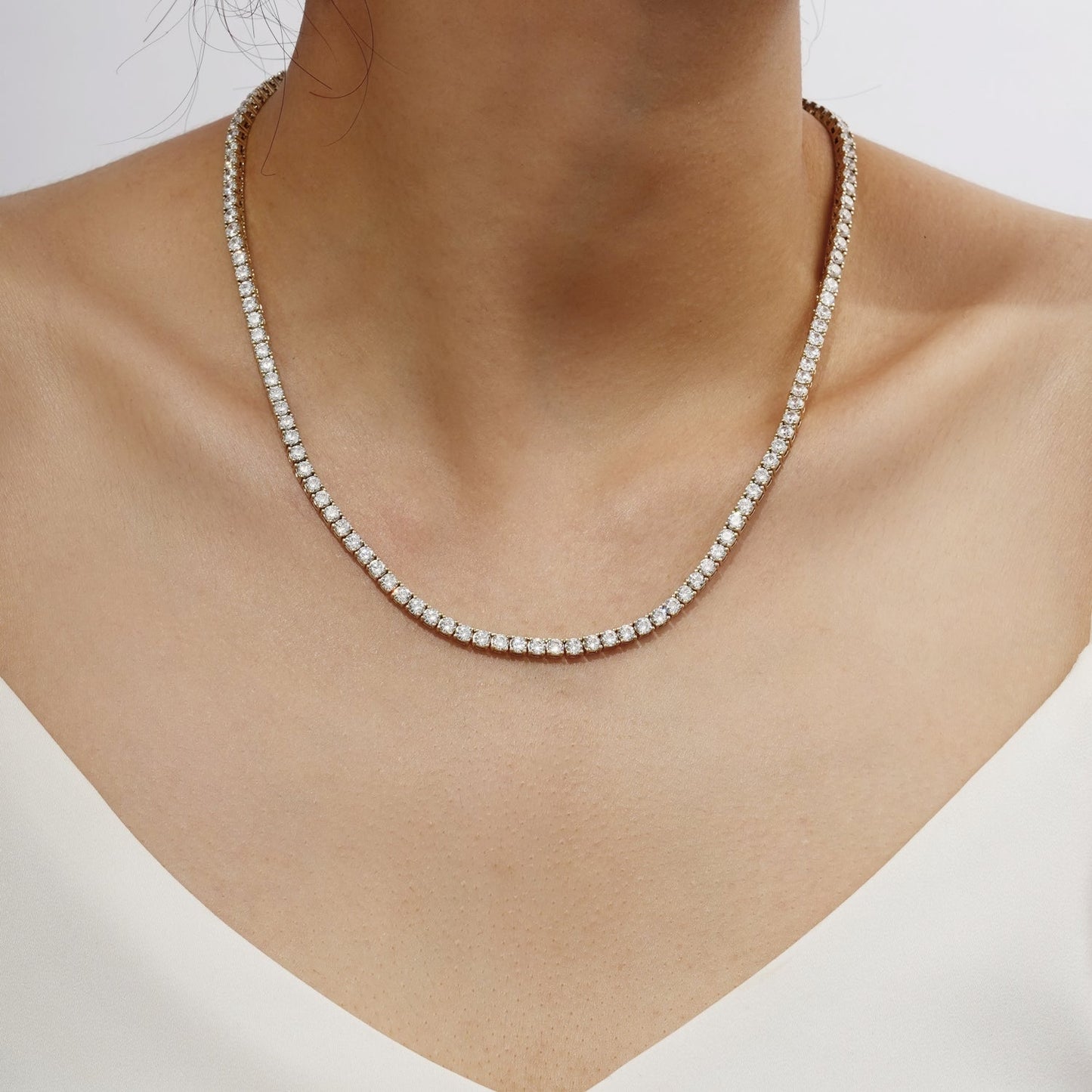 Round Cut Tennis Necklace