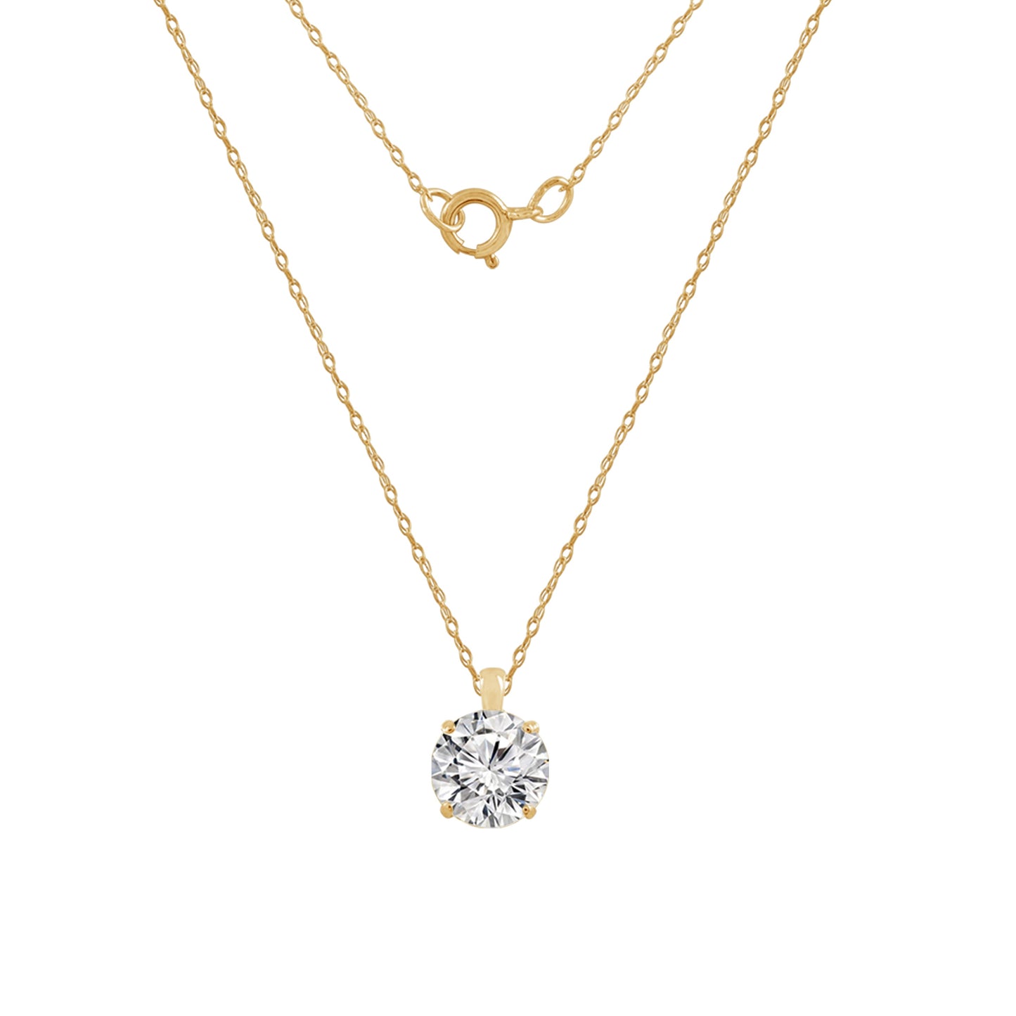 10K Solid Gold Solitaire Necklace