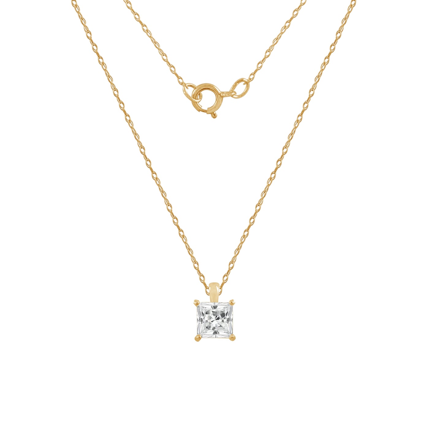 10K Solid Gold Solitaire Necklace