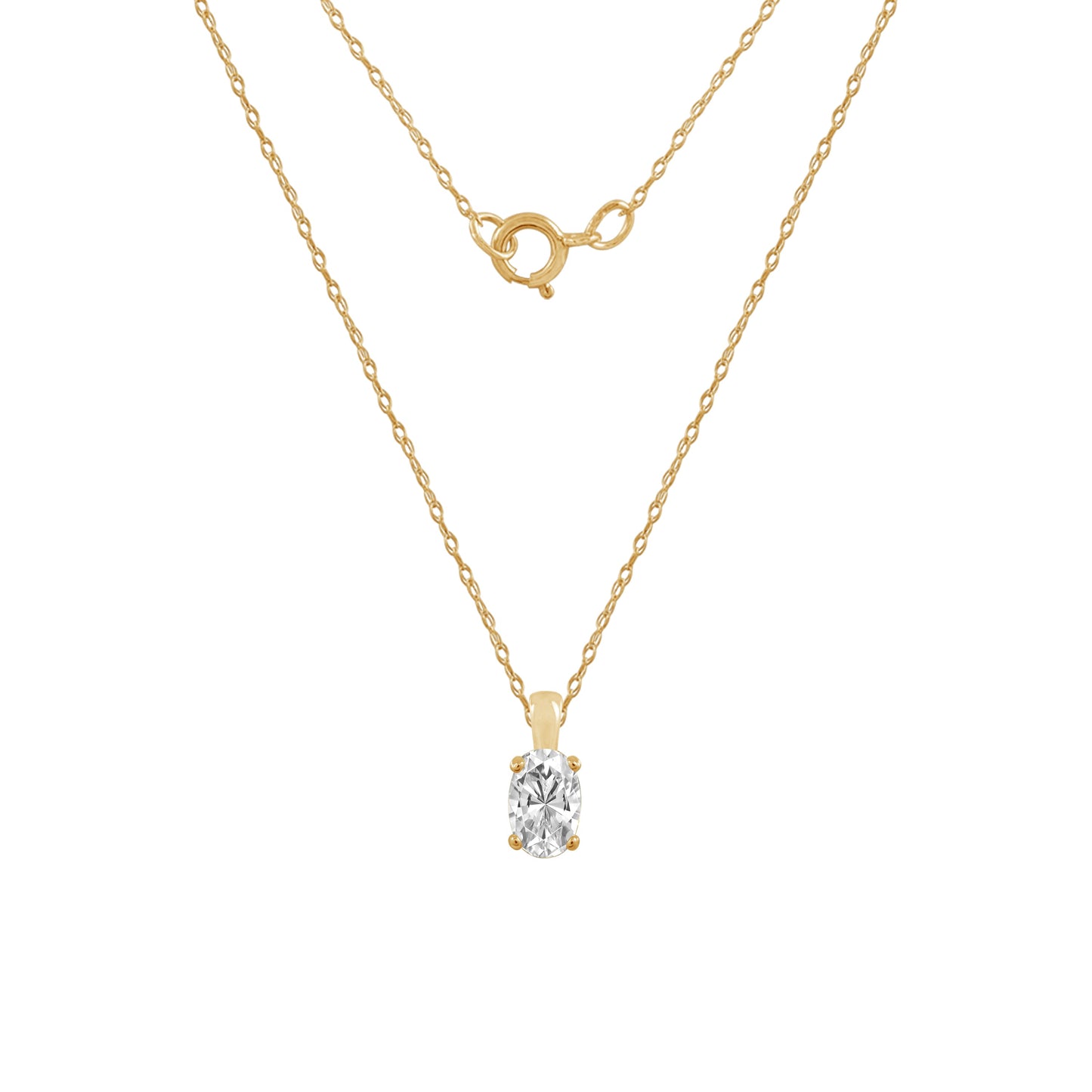 10K Solid Gold Solitaire Necklace