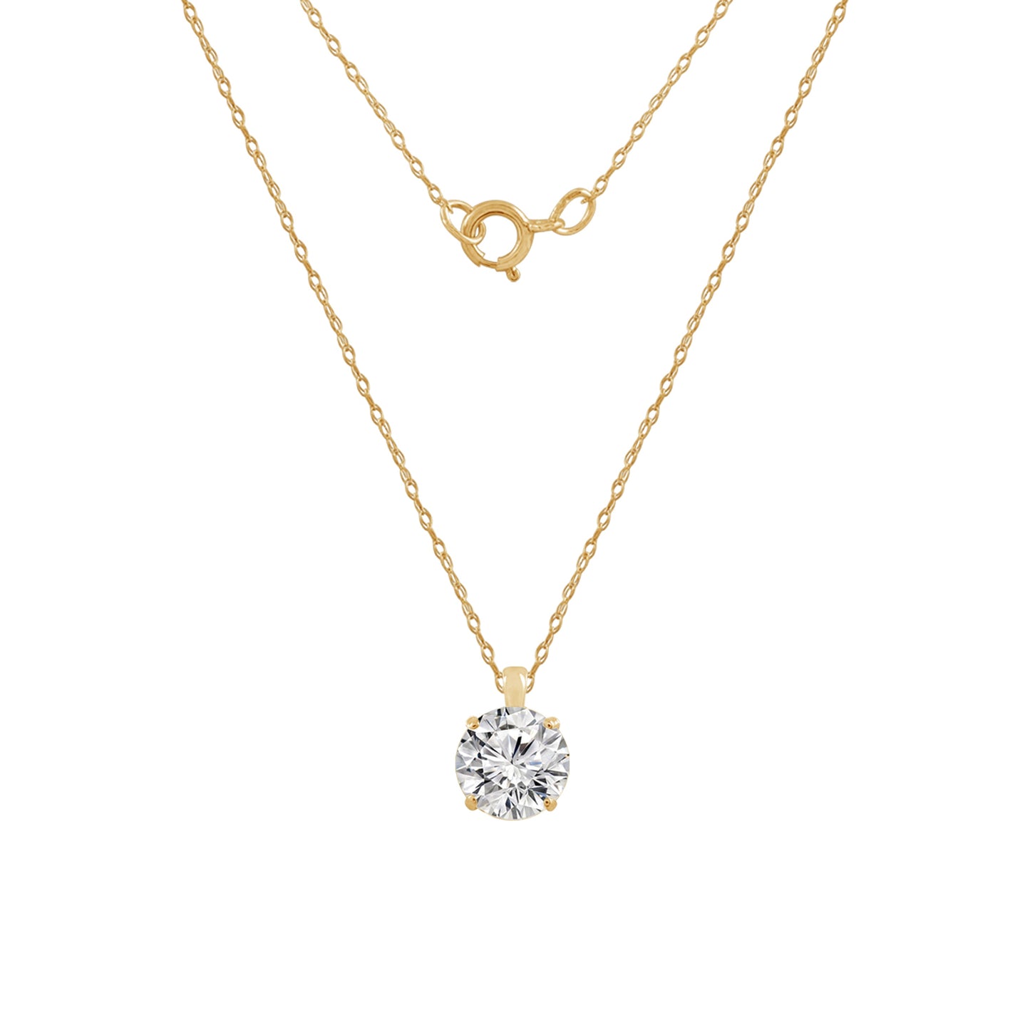 10K Solid Gold Solitaire Necklace