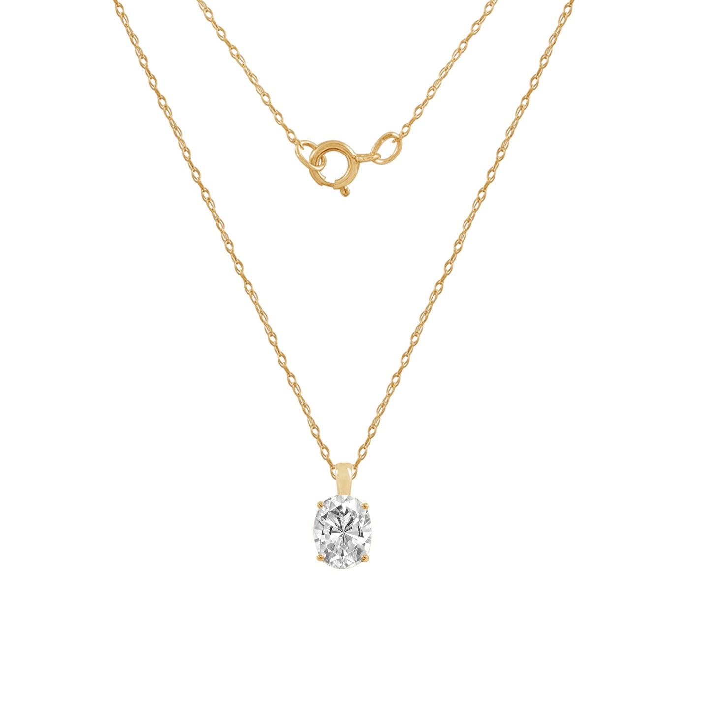 10K Solid Gold Solitaire Necklace