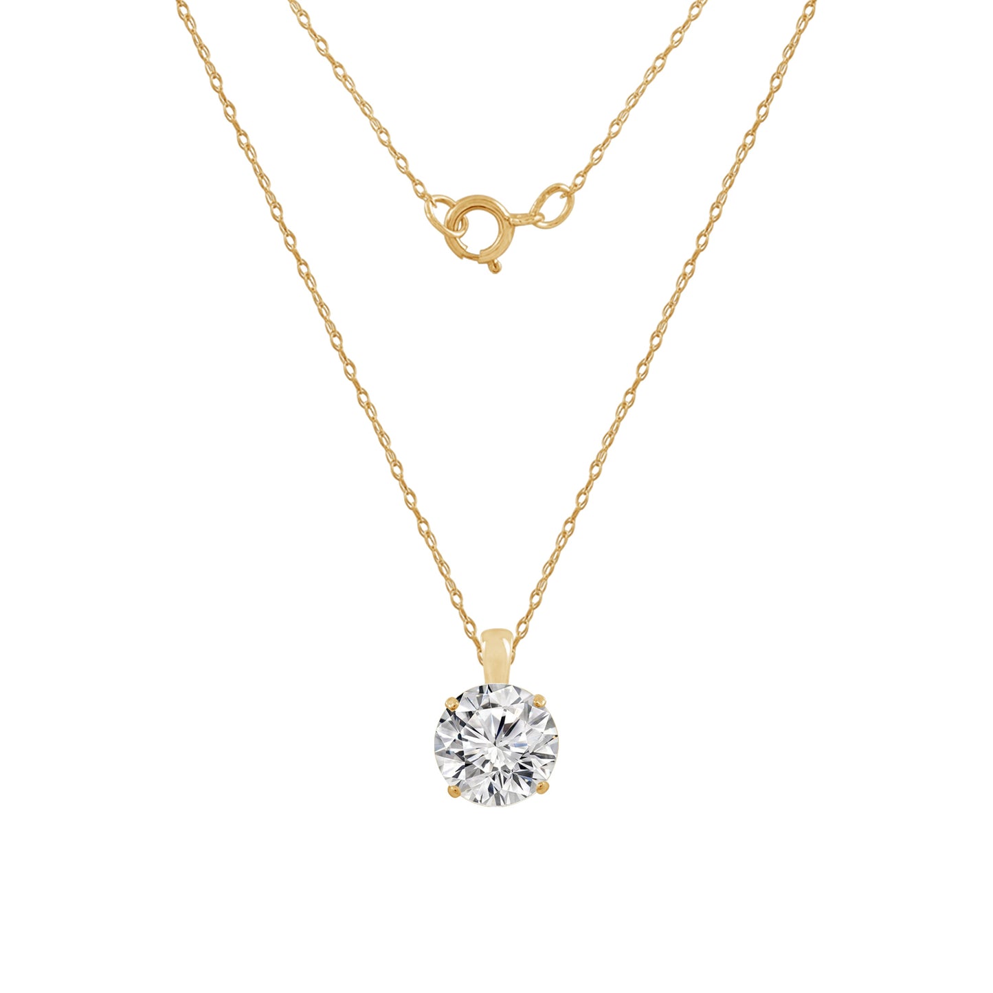 10K Solid Gold Solitaire Necklace