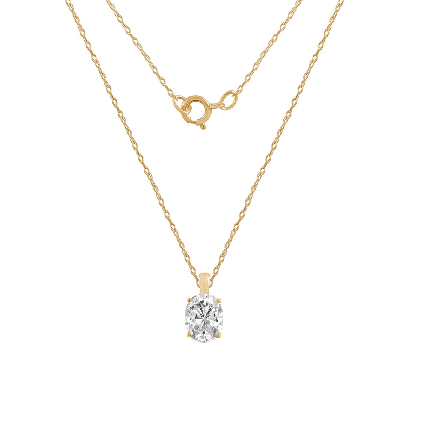 10K Solid Gold Solitaire Necklace