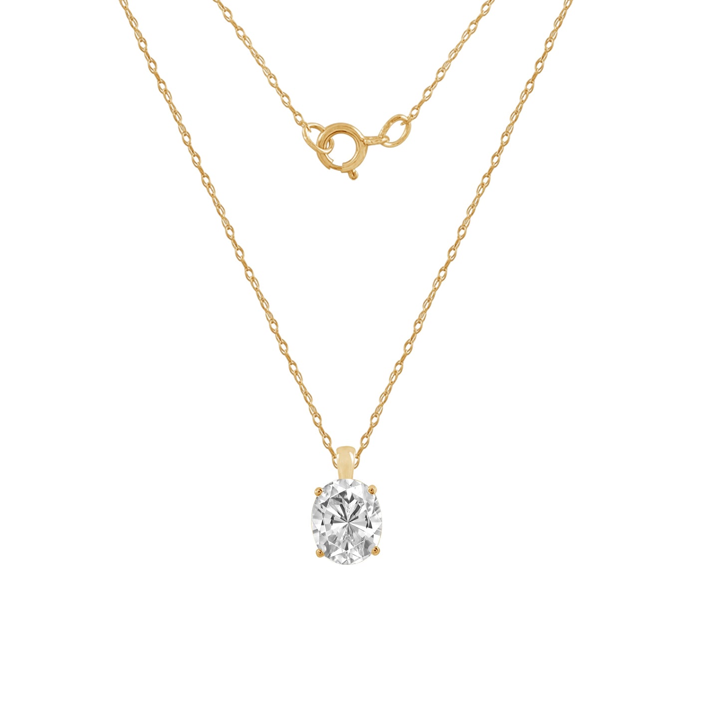 10K Solid Gold Solitaire Necklace