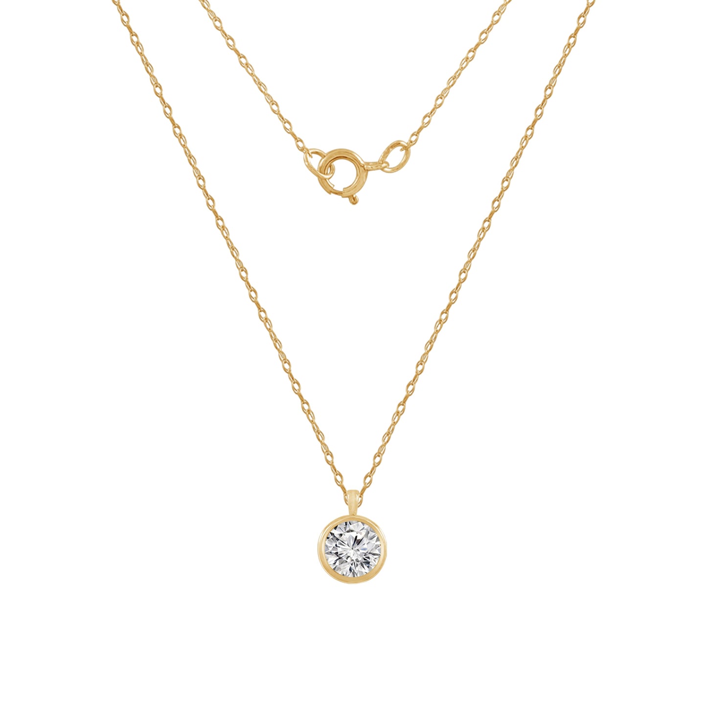Solid Gold Bezel Solitaire Necklace