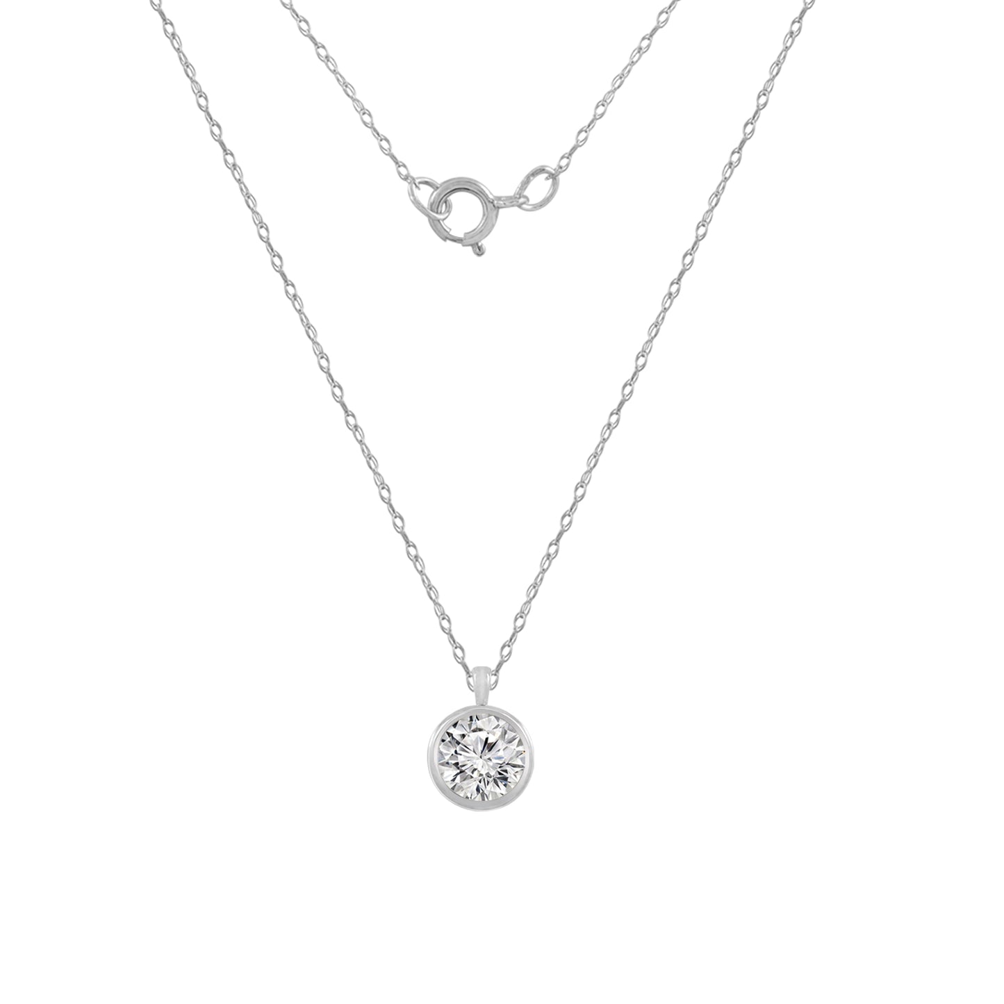 Solid Gold Bezel Solitaire Necklace