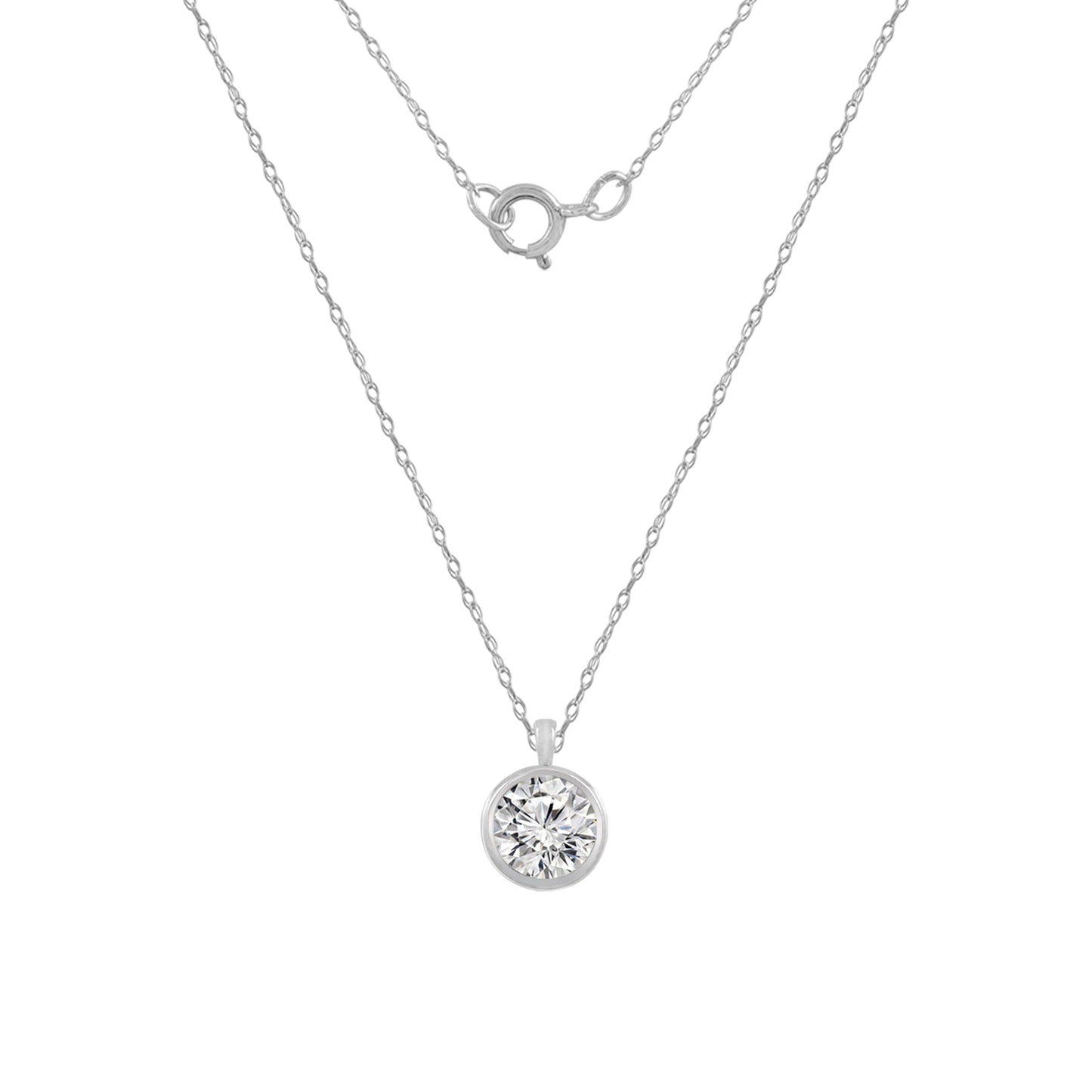 Solid Gold Bezel Solitaire Necklace