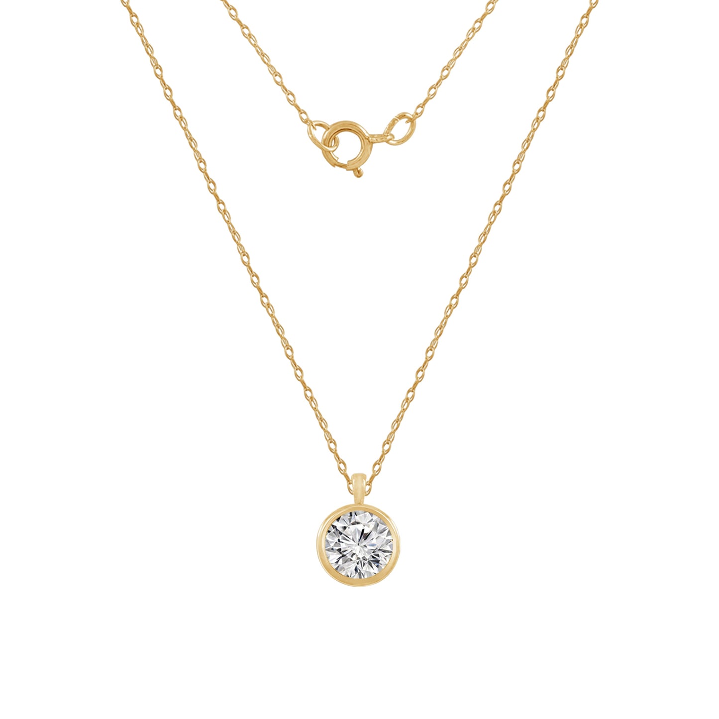 Solid Gold Bezel Solitaire Necklace