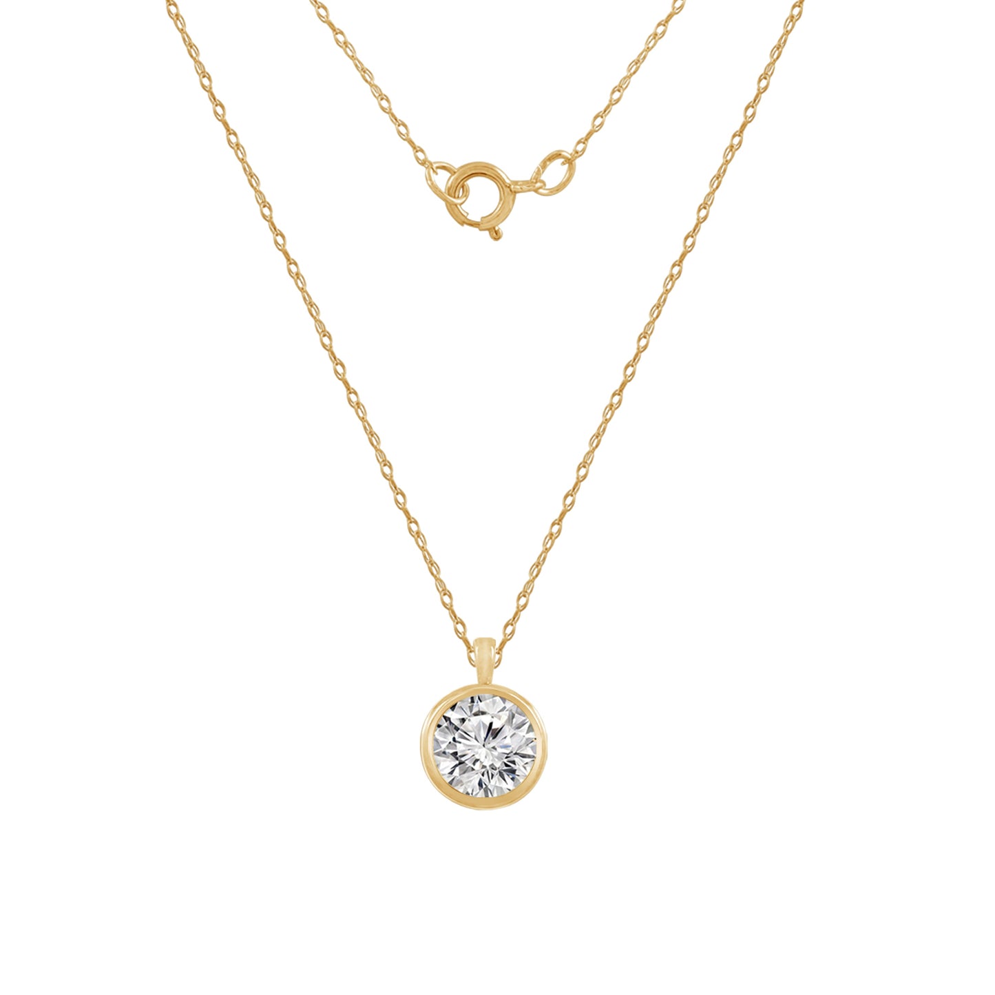 Solid Gold Bezel Solitaire Necklace