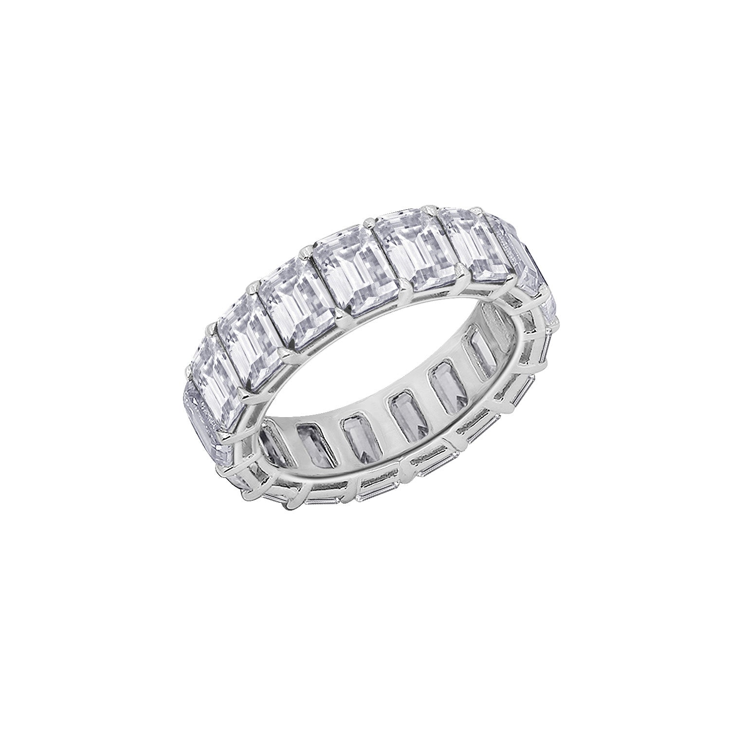 Cubic zirconia emerald cut shop eternity band