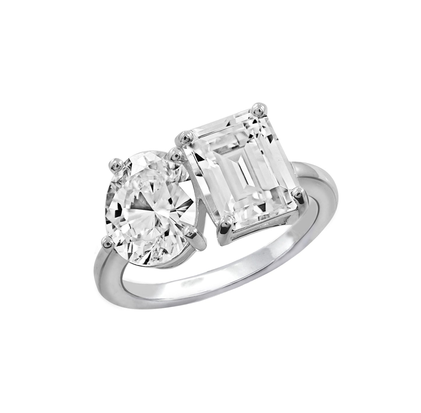 Oval and Emerald Cut Toi et Moi Ring