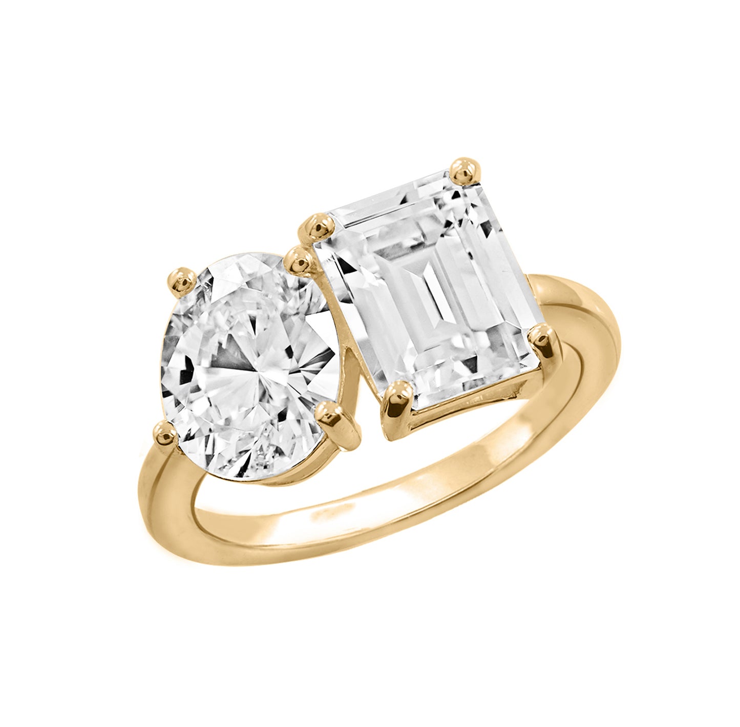 Oval and Emerald Cut Toi et Moi Ring