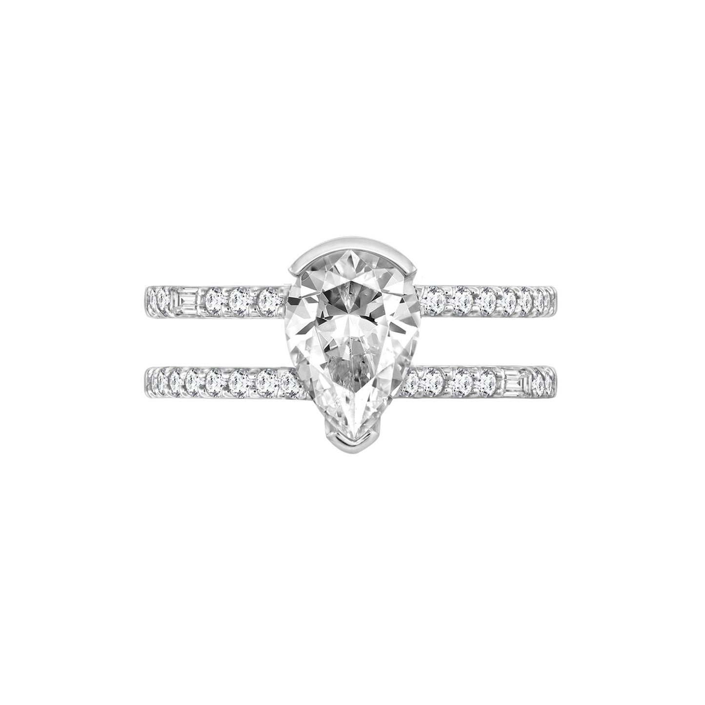Pear CZ Split Shrank Ring