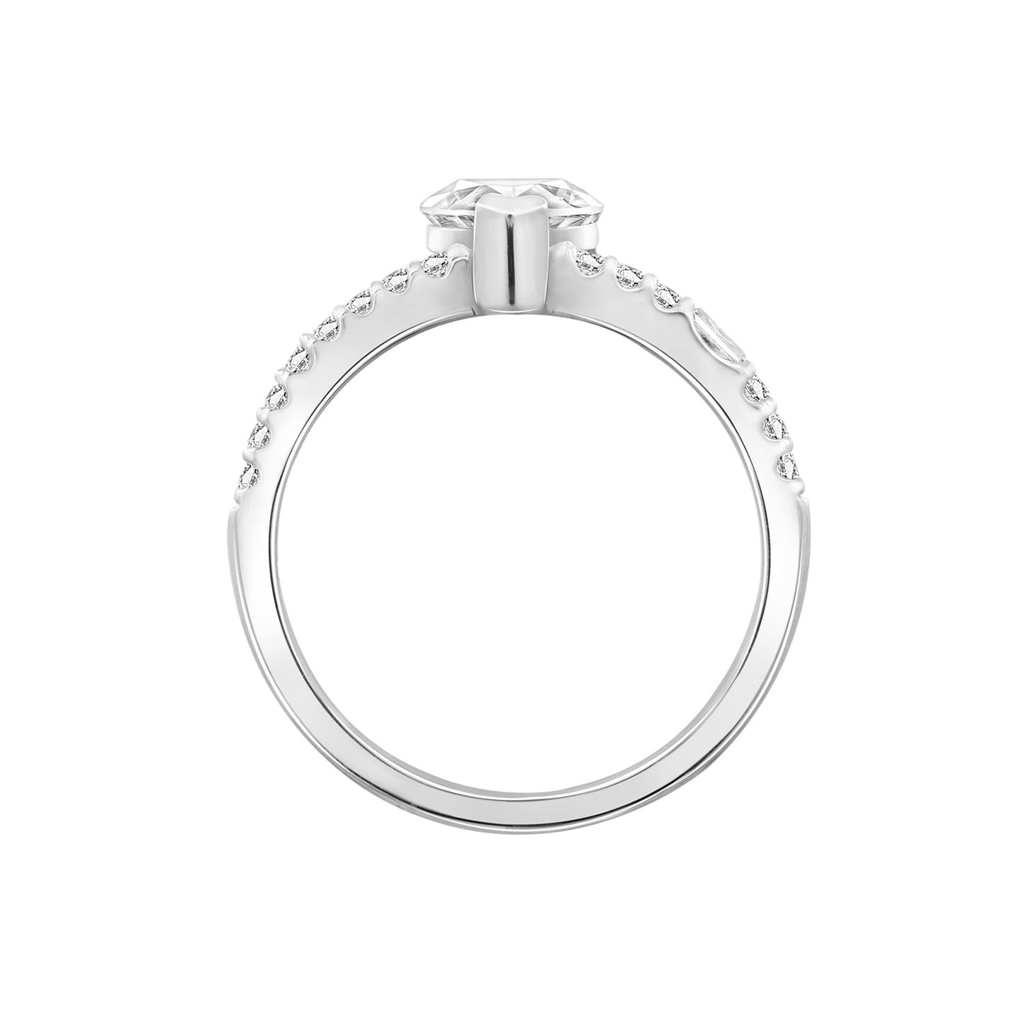 Pear CZ Split Shrank Ring