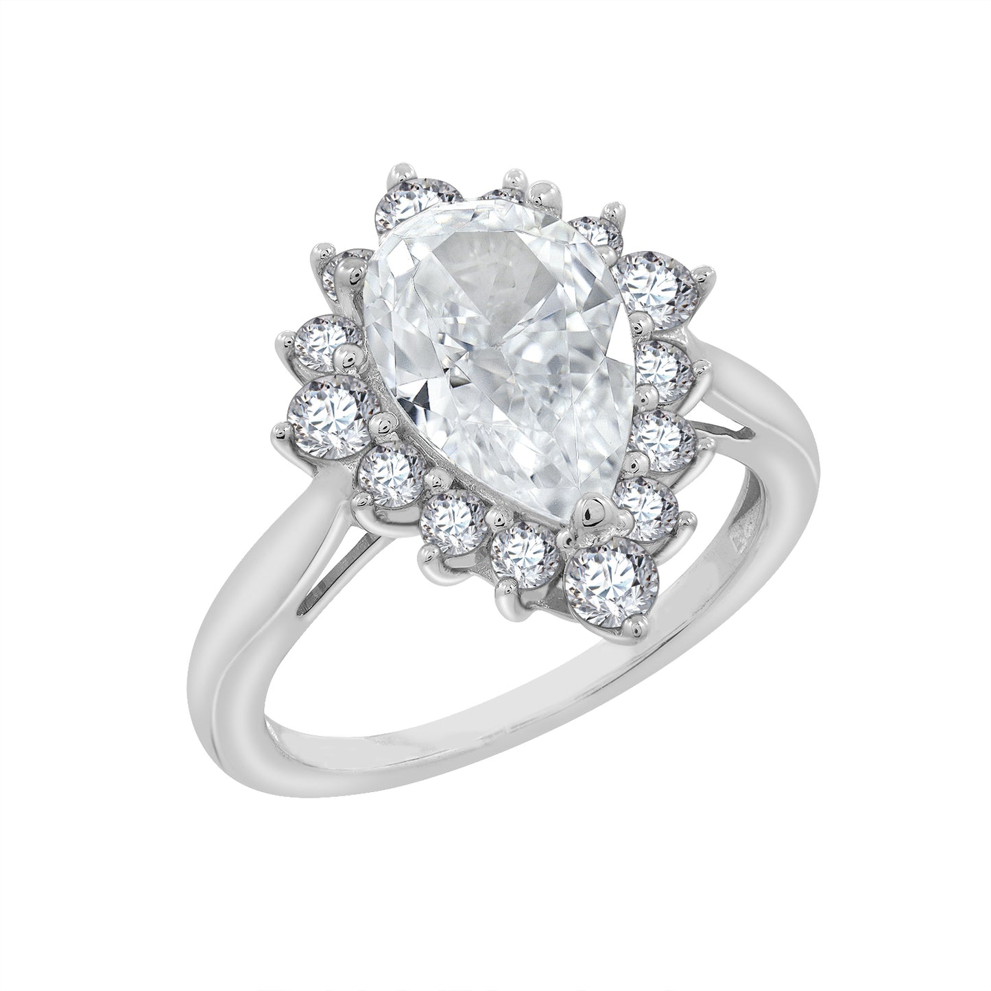 Pear CZ Halo Ring
