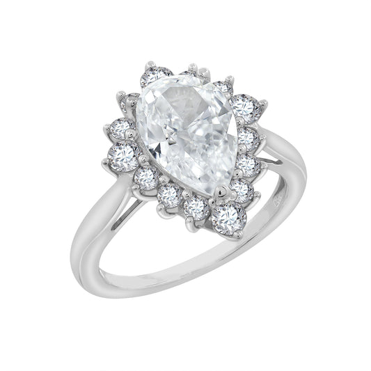 Pear CZ Halo Ring