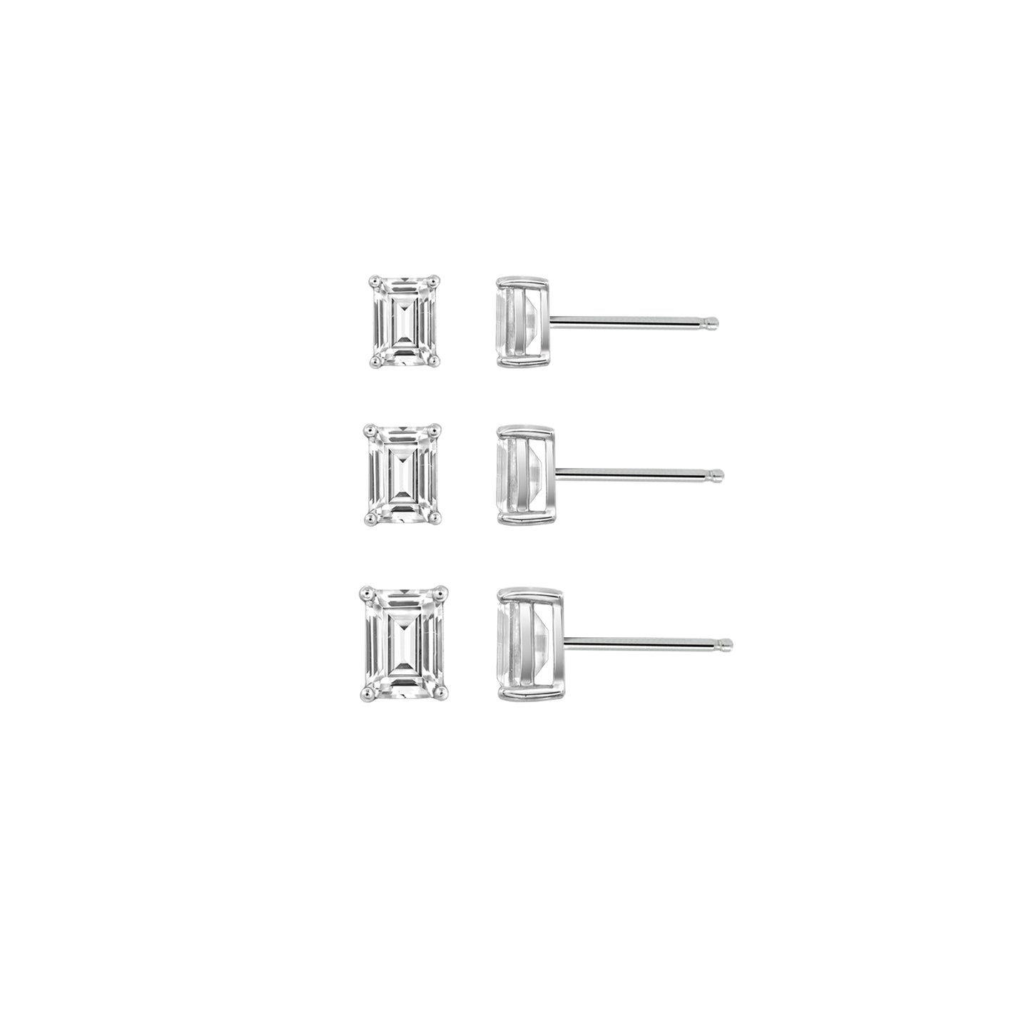 Solitaire Stud Earrings Set