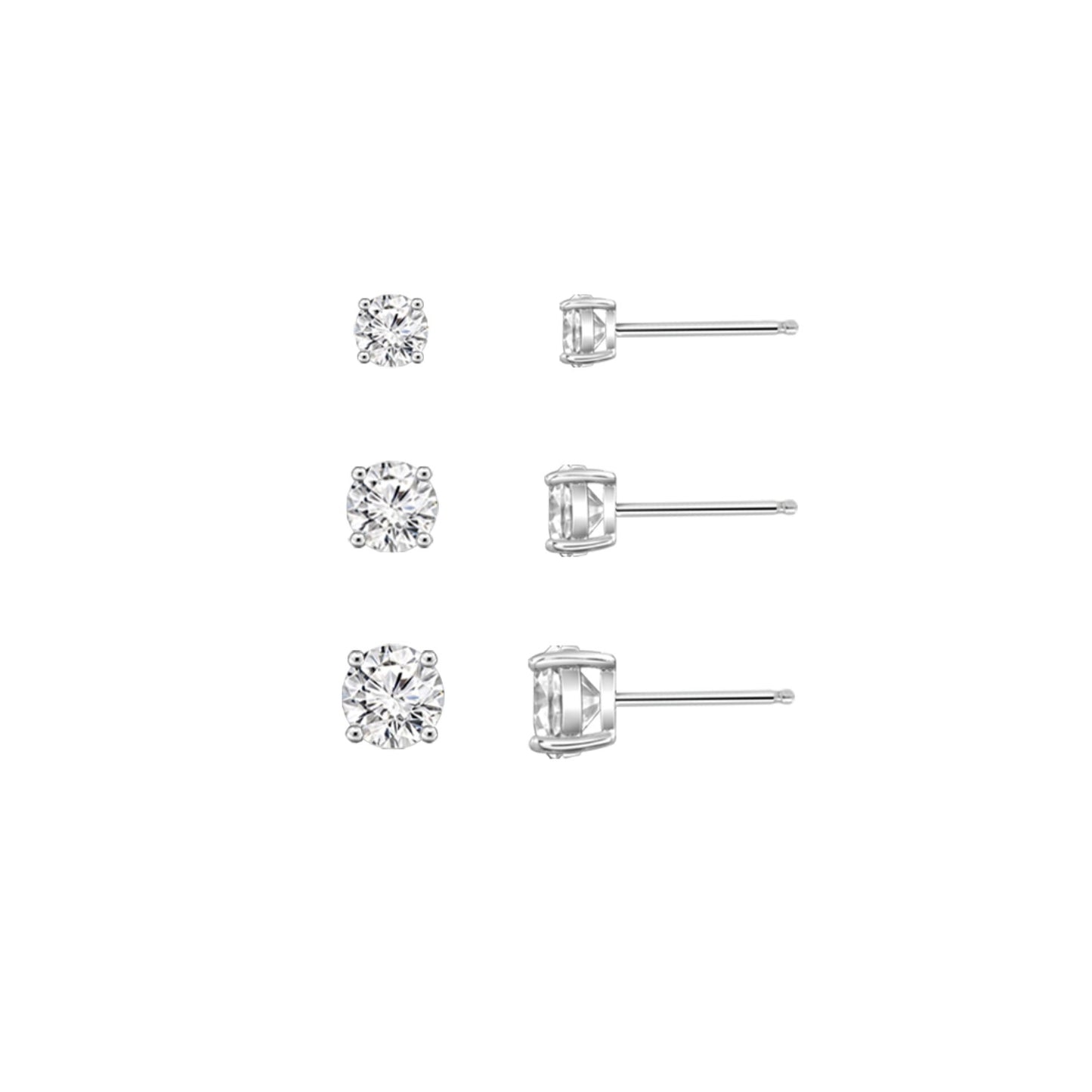 Solitaire Stud Earrings Set
