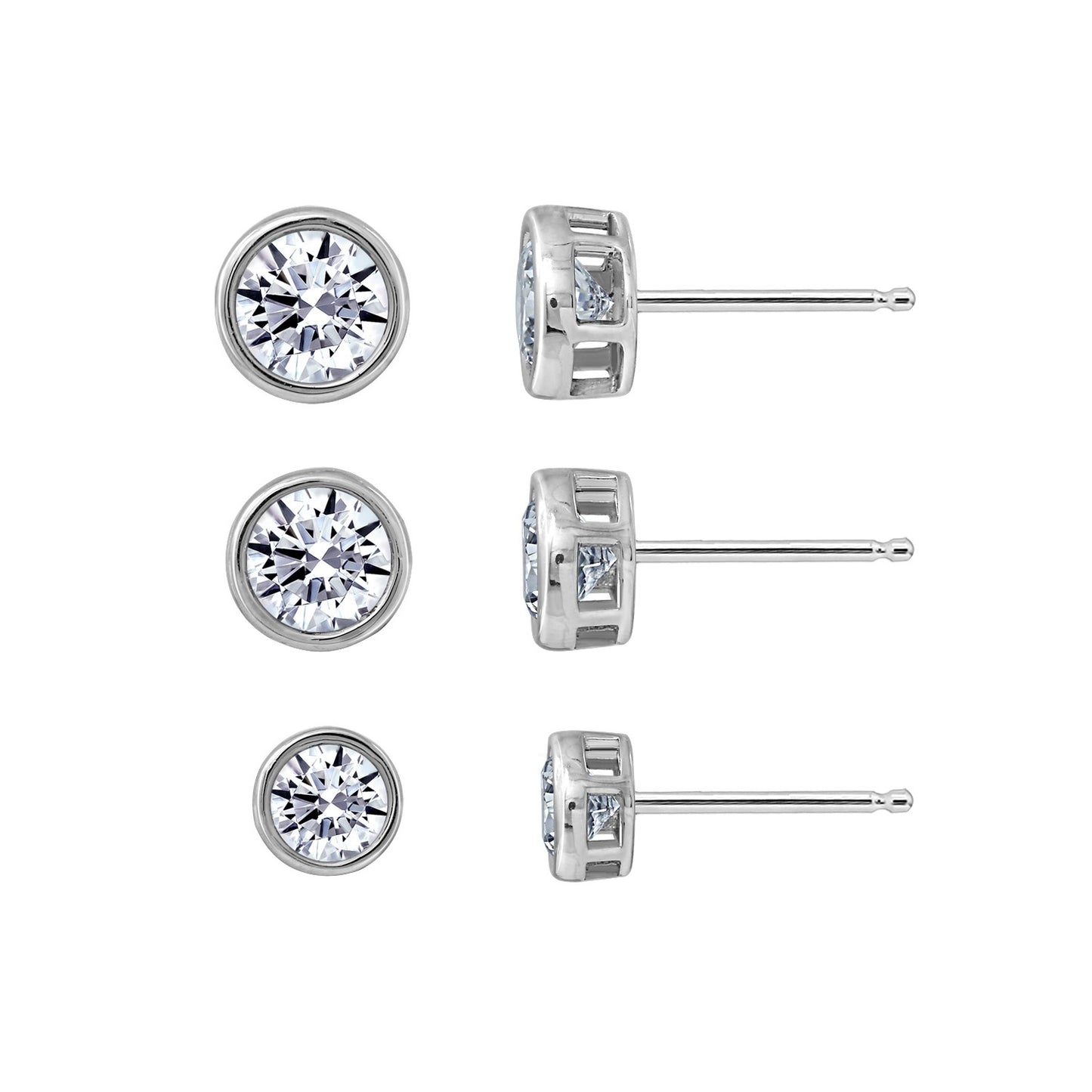 Solitaire Stud Earrings Set