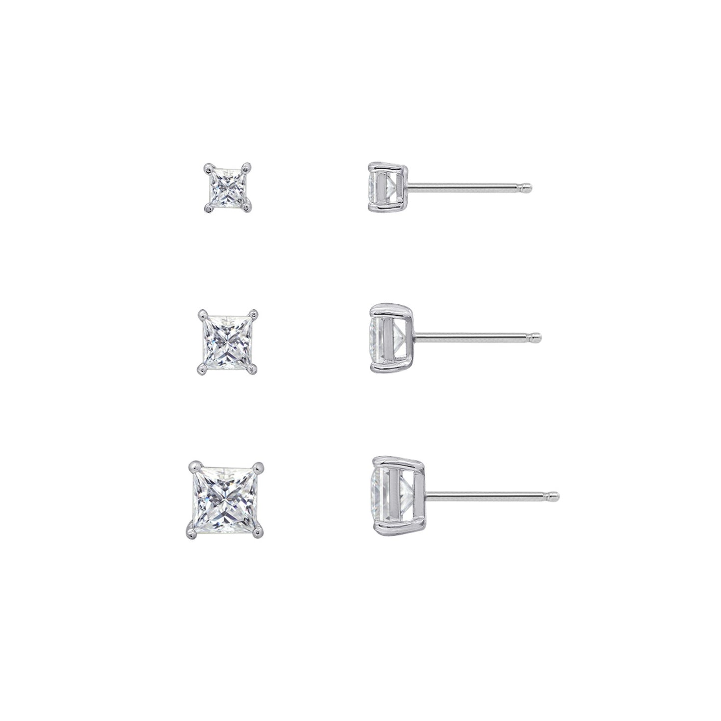 Solitaire Stud Earrings Set
