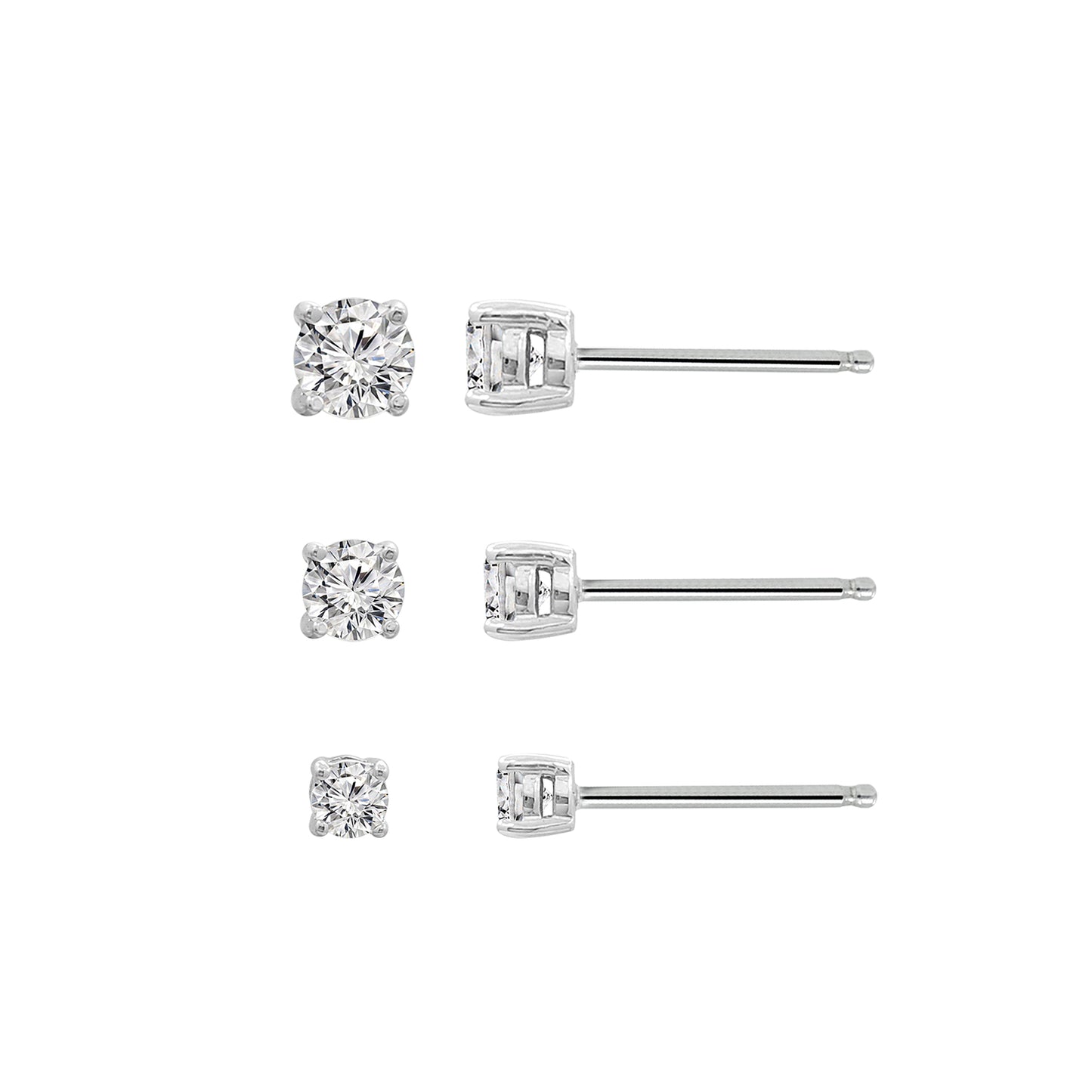 Solitaire Stud Earrings Set