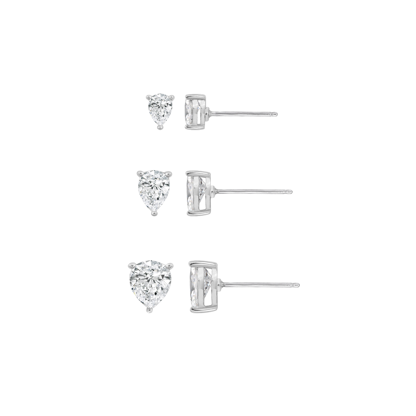 Solitaire Stud Earrings Set