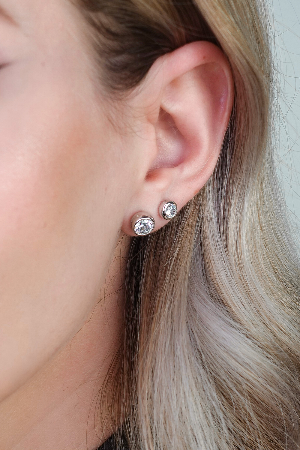 Bezel Stud Earrings