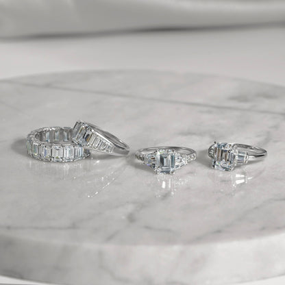 Emerald Cut with Trapeze Side Stone Cocktail Ring
