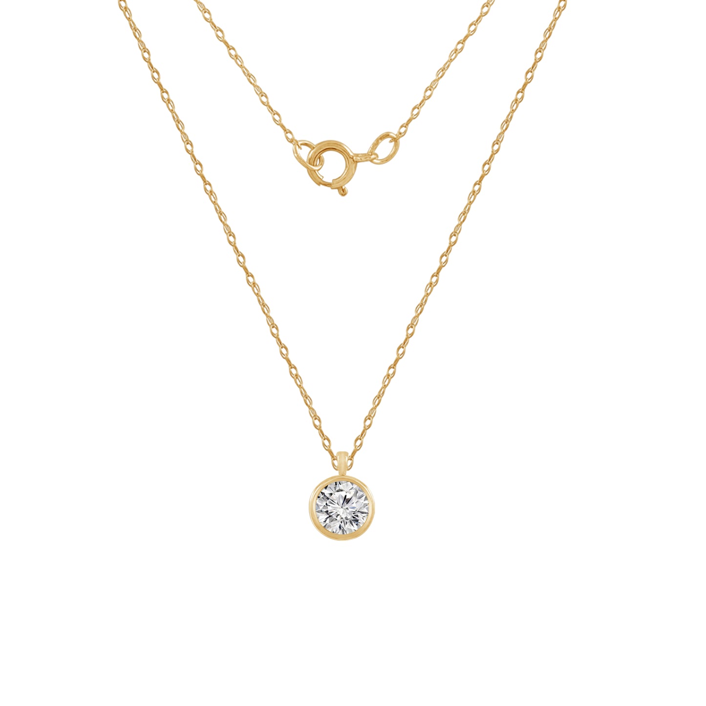 10K Solid Gold Birthstone Pendant Necklace