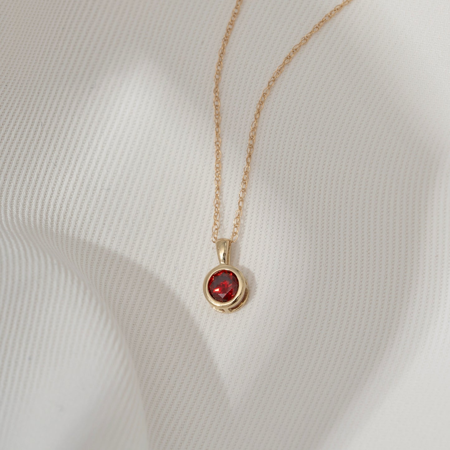10K Solid Gold Birthstone Pendant Necklace