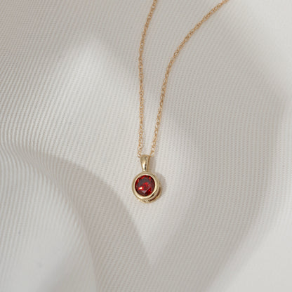 10K Solid Gold Birthstone Pendant Necklace