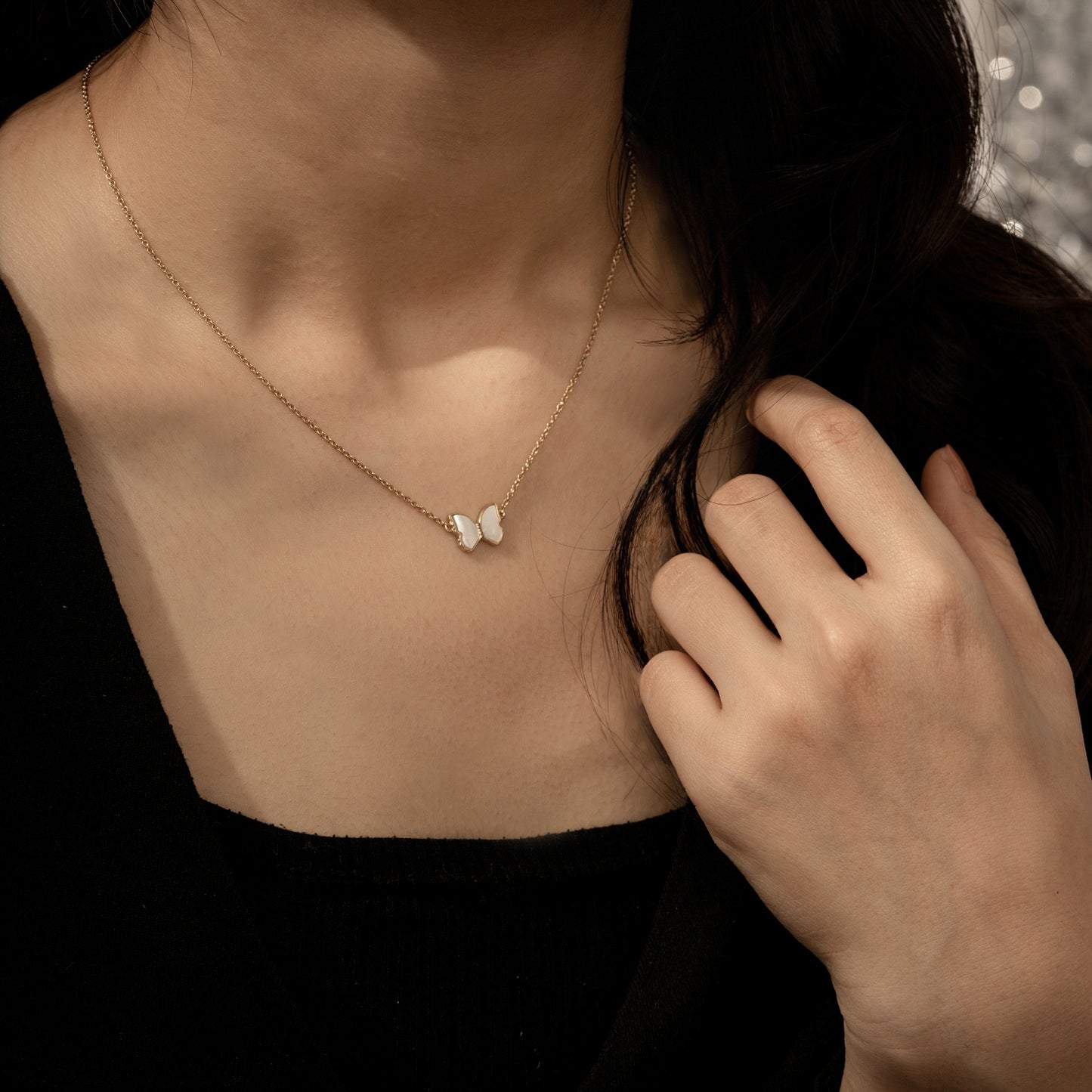 Marilyn Monroe Pearly Butterfly Pendant Necklace