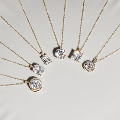 14K Solid Gold Solitaire Necklace