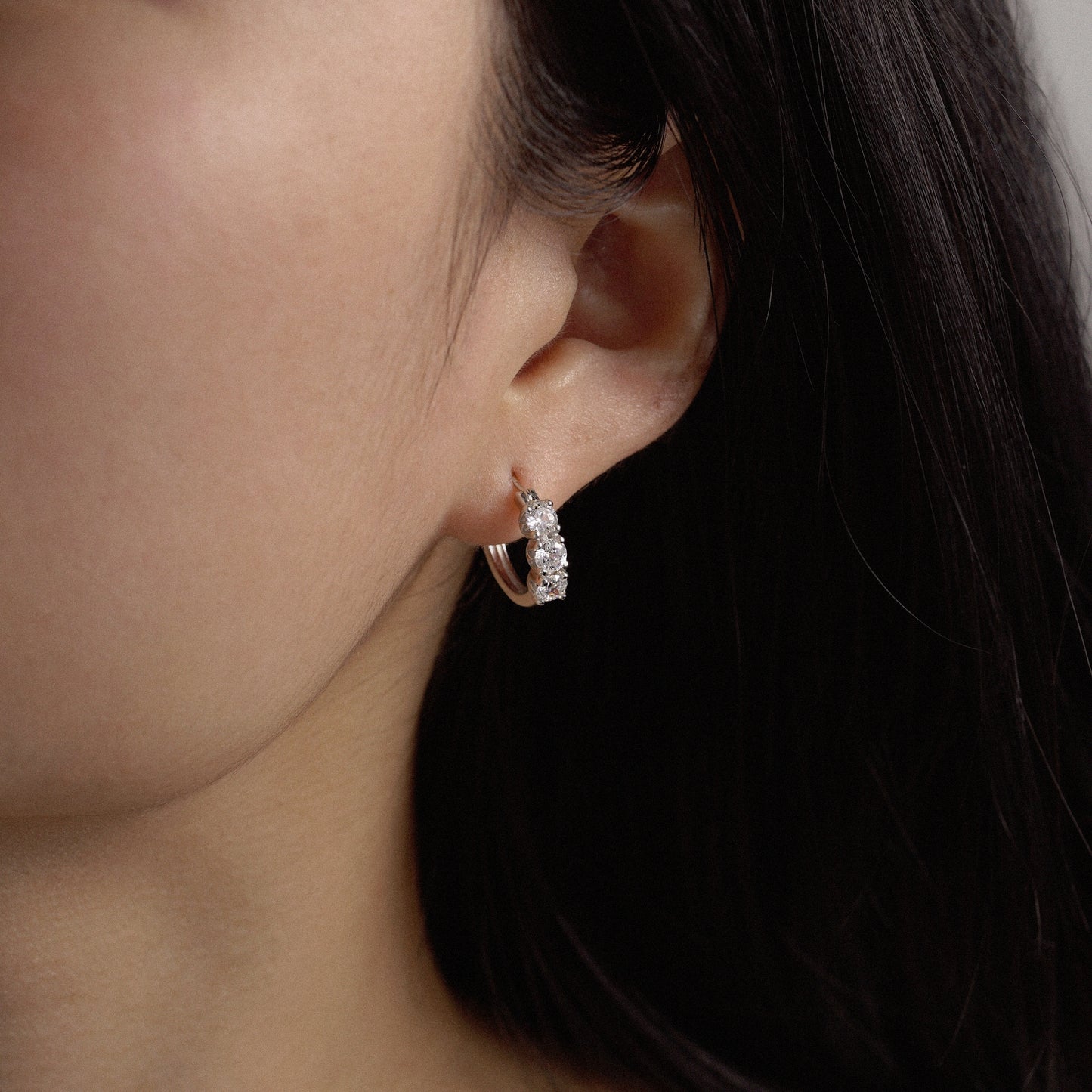 Marilyn Monroe 3-Stone Hoop Earrings