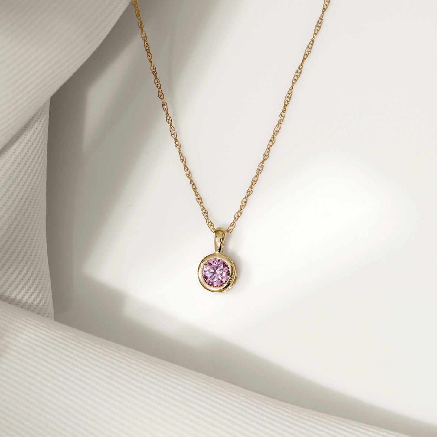 10K Solid Gold Birthstone Pendant Necklace