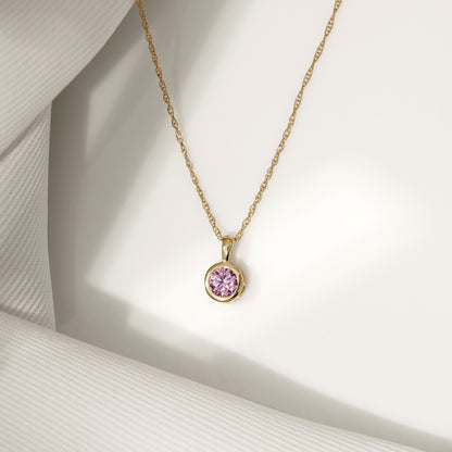 10K Solid Gold Birthstone Pendant Necklace
