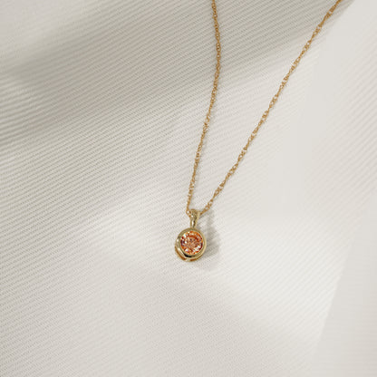 10K Solid Gold Birthstone Pendant Necklace