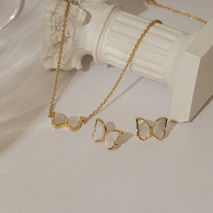 Marilyn Monroe Pearly Butterfly Stud Earrings