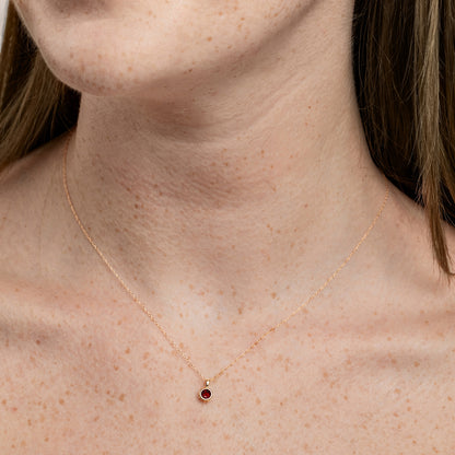 10K Solid Gold Birthstone Pendant Necklace