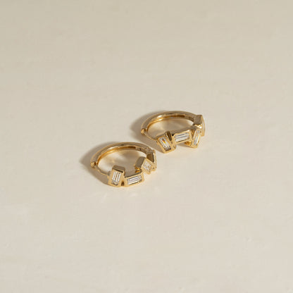 Marilyn Monroe Scattered Baguette Huggie Hoops