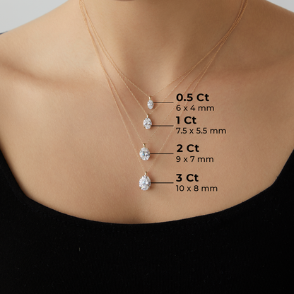 14K Solid Gold Solitaire Necklace