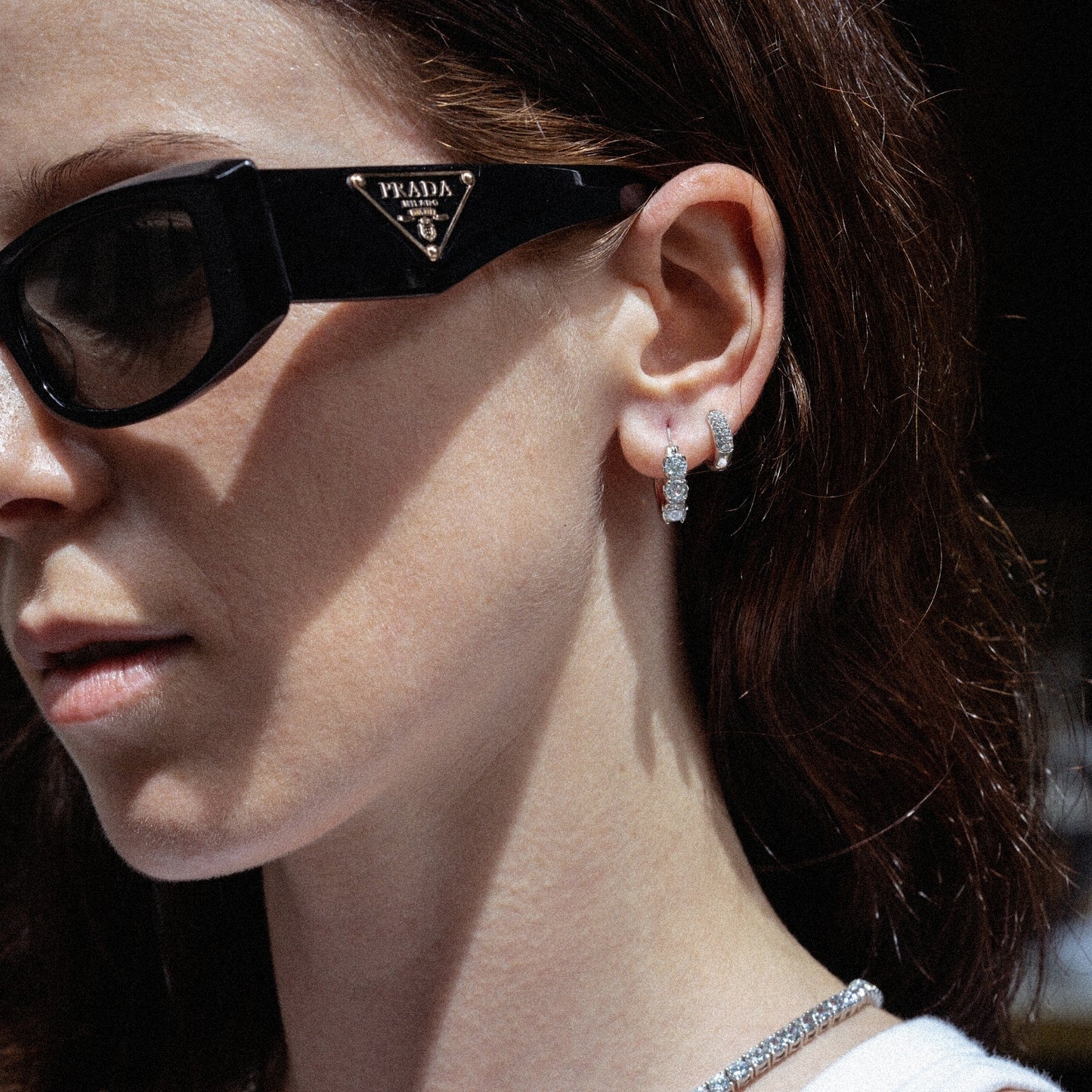 Marilyn Monroe 3-Stone Hoop Earrings