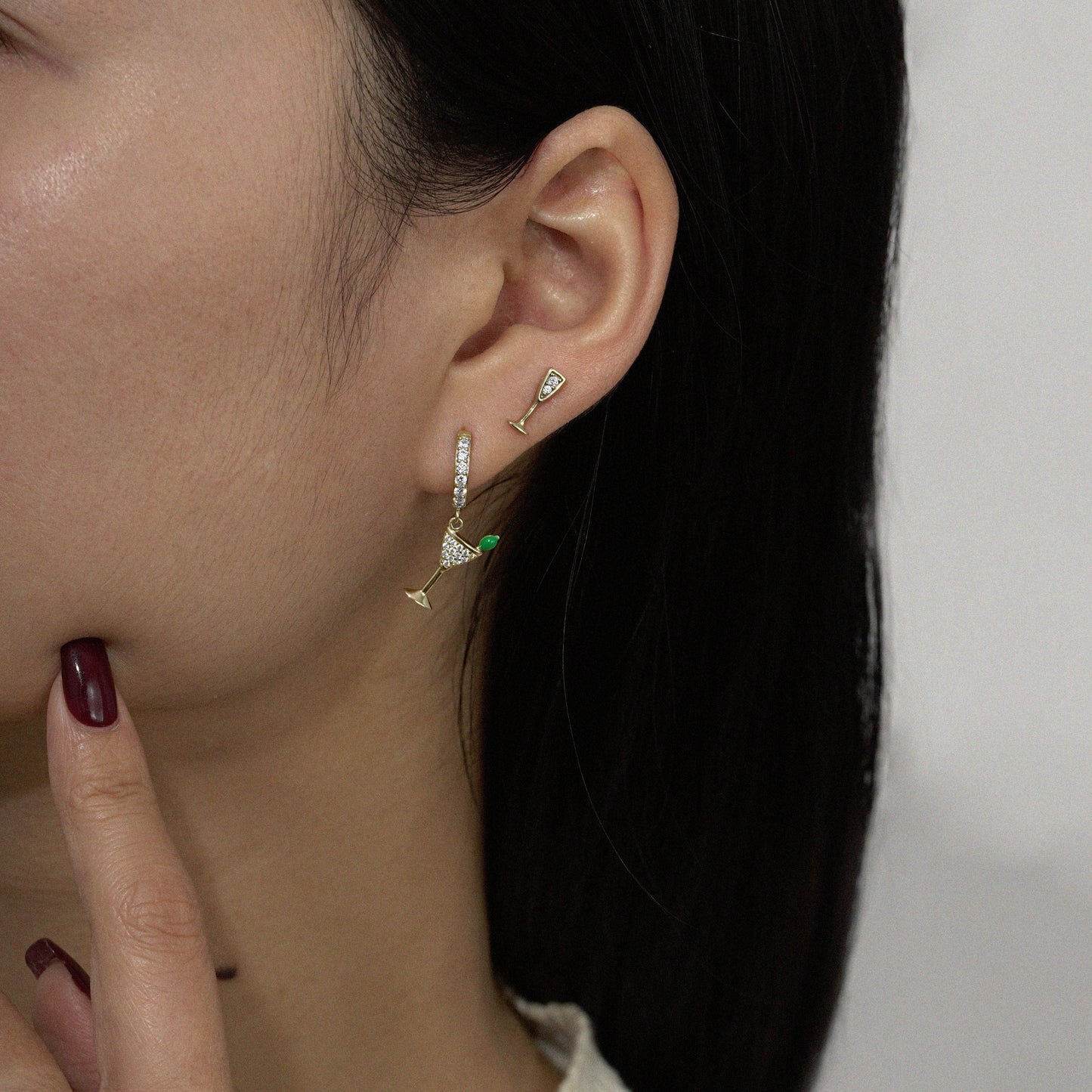 Marilyn Monroe Cocktail Glass Stud Earrings