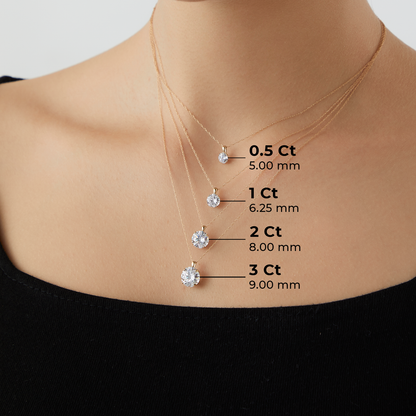 14K Solid Gold Solitaire Necklace