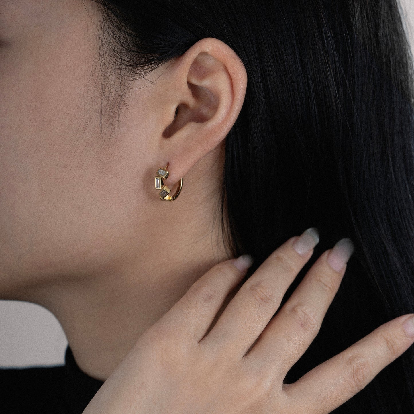 Marilyn Monroe Scattered Baguette Huggie Hoops