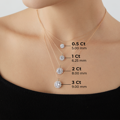 Solid Gold Halo Pendant Necklace